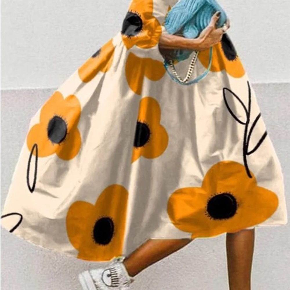 Floral Print Mini/Midi Dress, S